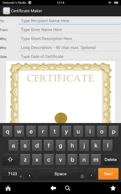 Certificate Maker! android App screenshot 2