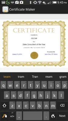 Certificate Maker! android App screenshot 4